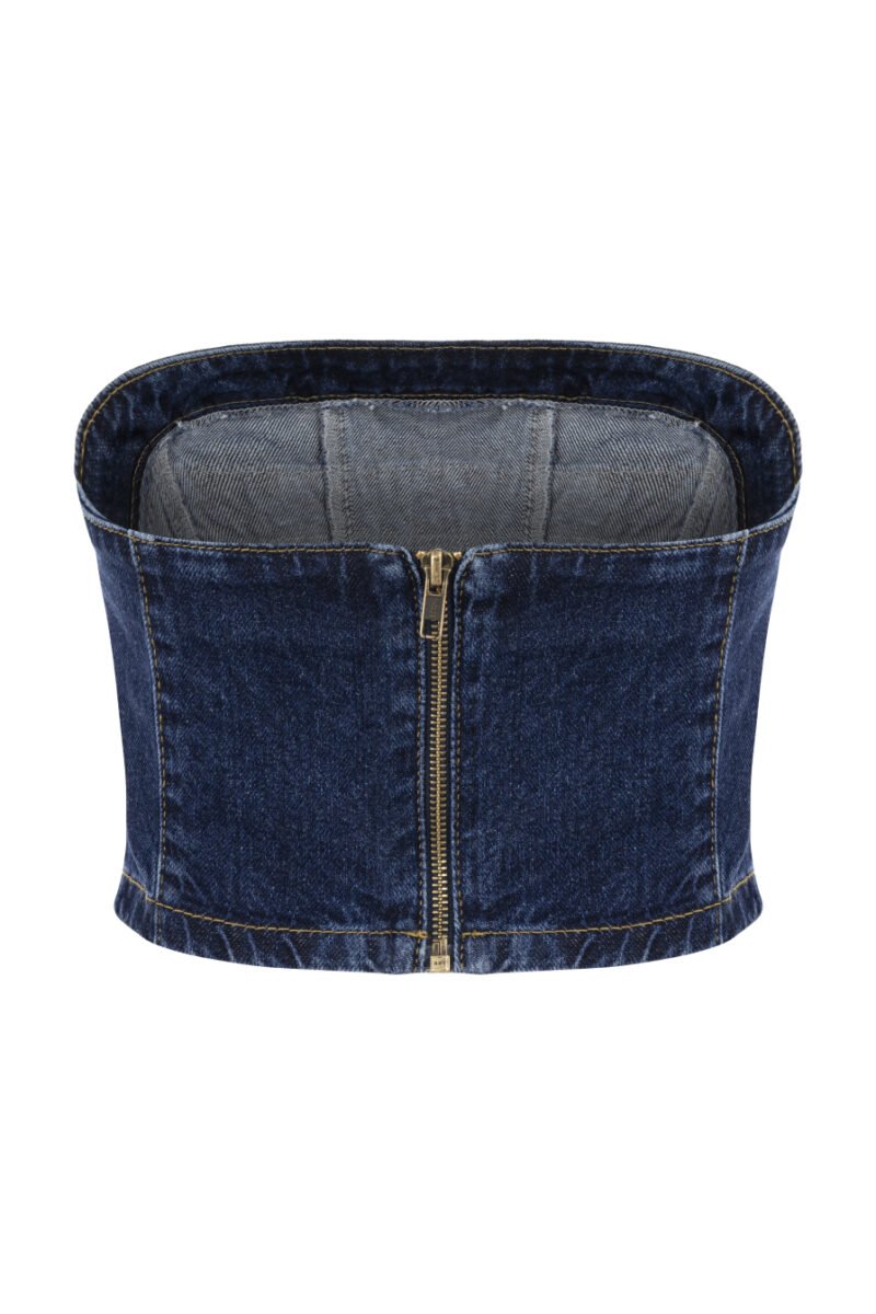 Çakımlı Lacivert Denim Büstiyer - Görsel 2